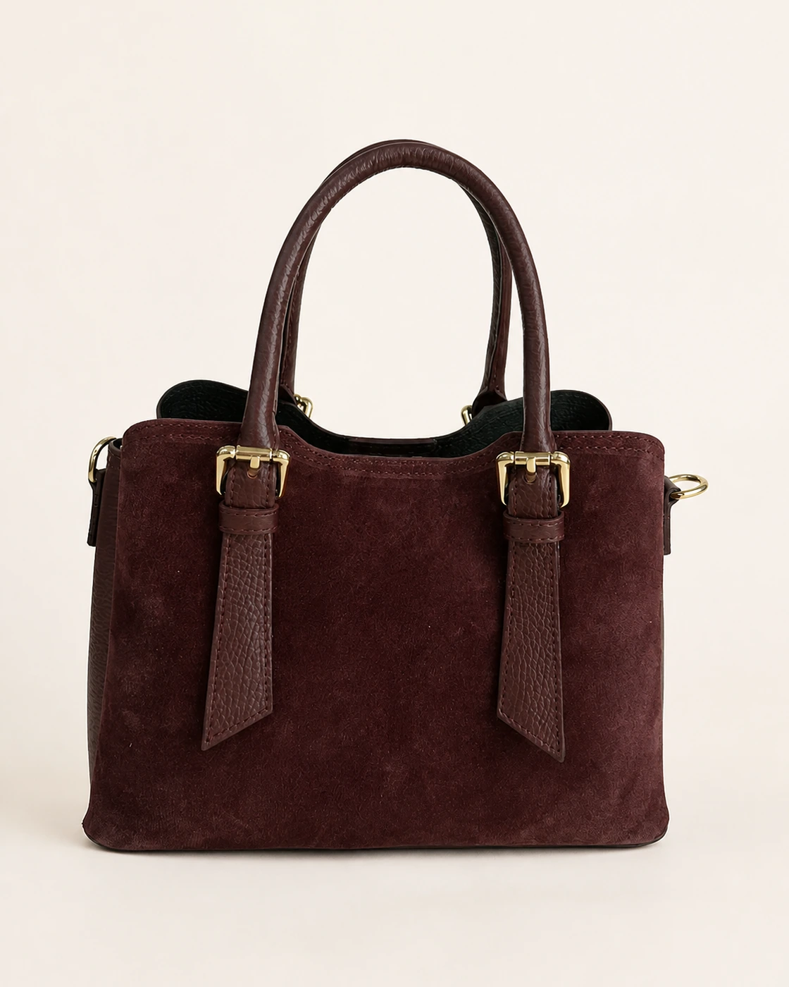 Borsa in camoscio con fibbie — front view