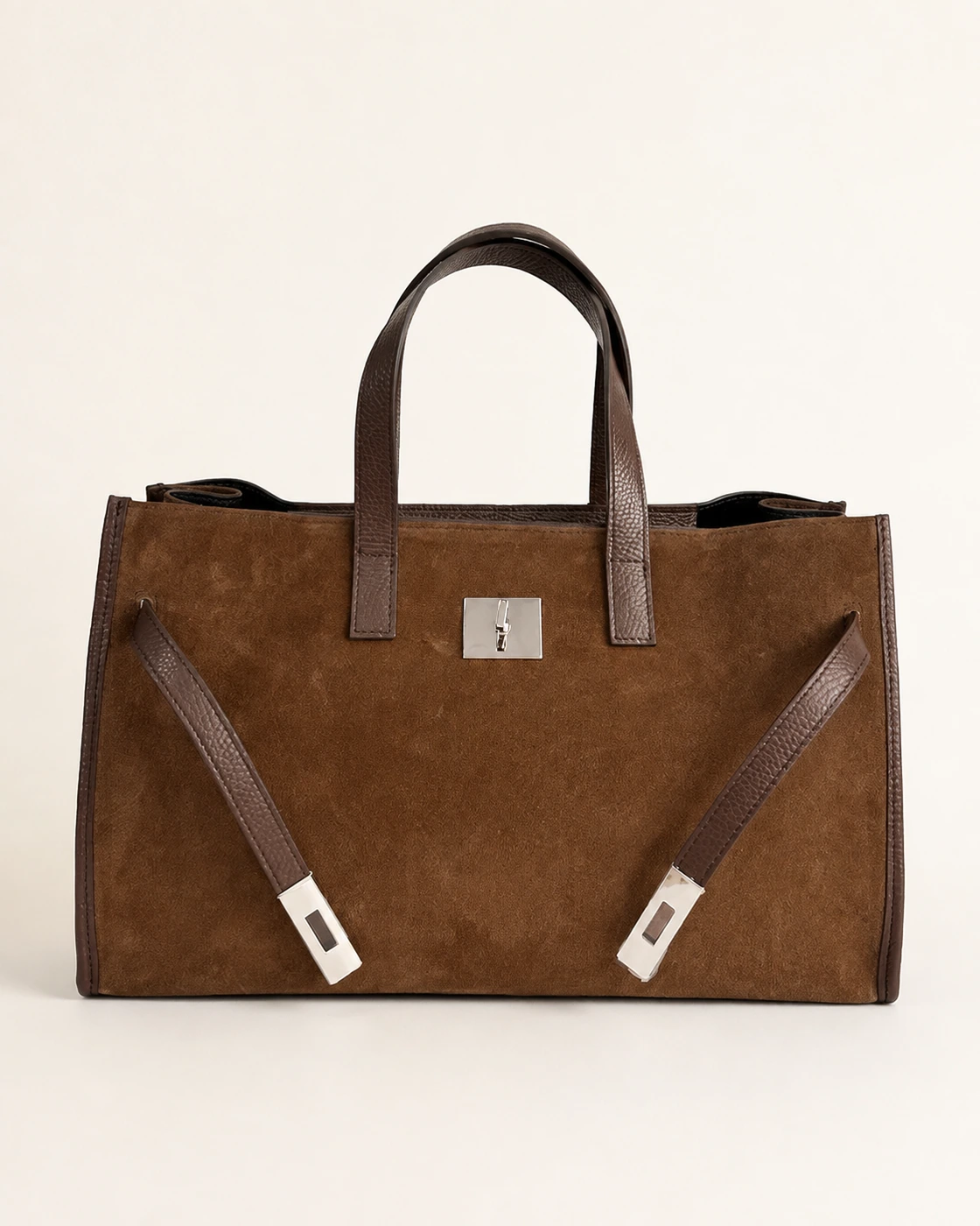 Tote in camoscio con cinturini — front view