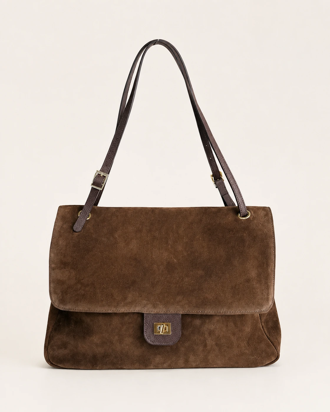Suede Flap Shoulder Bag — front view