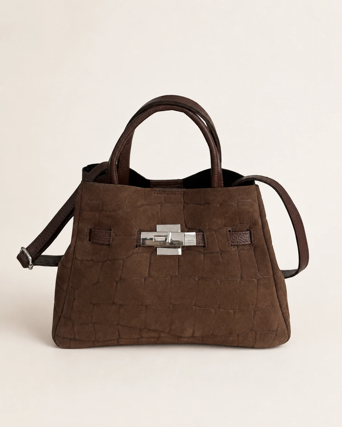 Borsa in camoscio con girello — front view